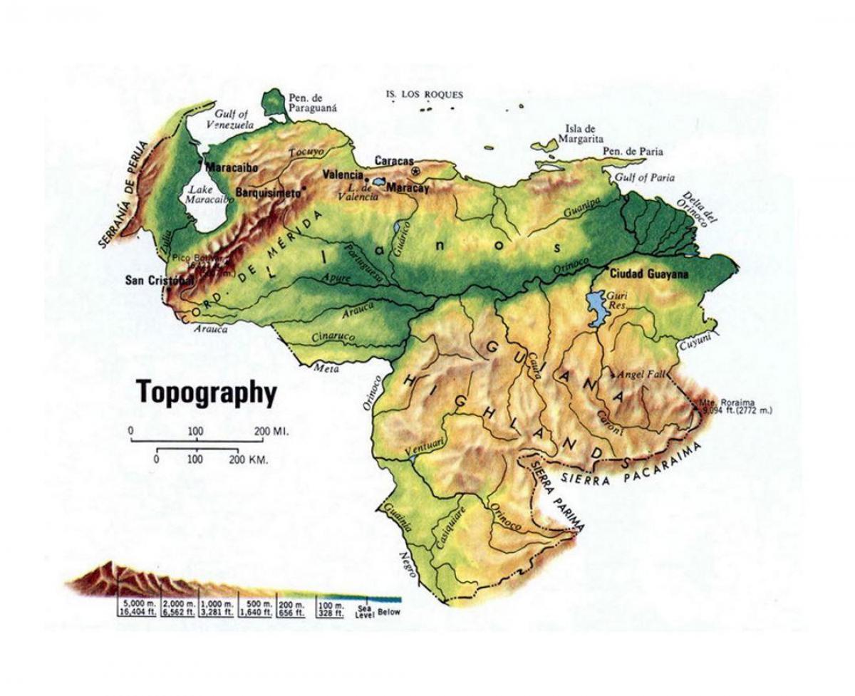 topographische Karte von venezuela