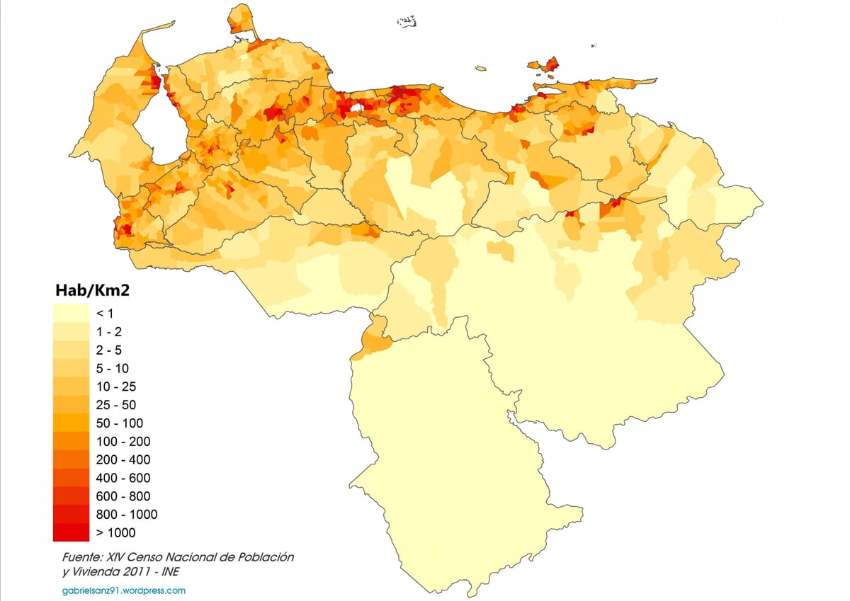 venezuela Bevölkerung Dichte Karte