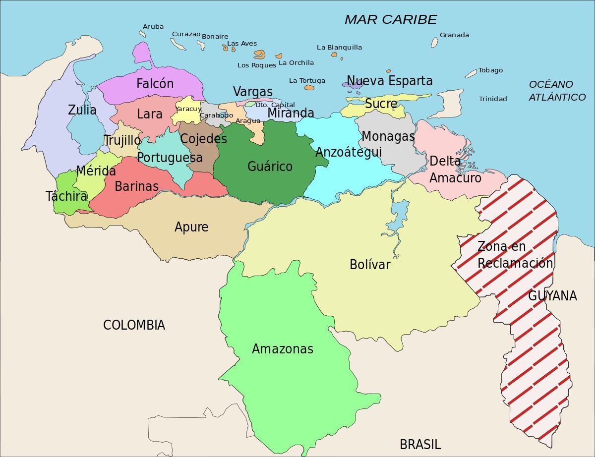 Karte von venezuela-Staaten