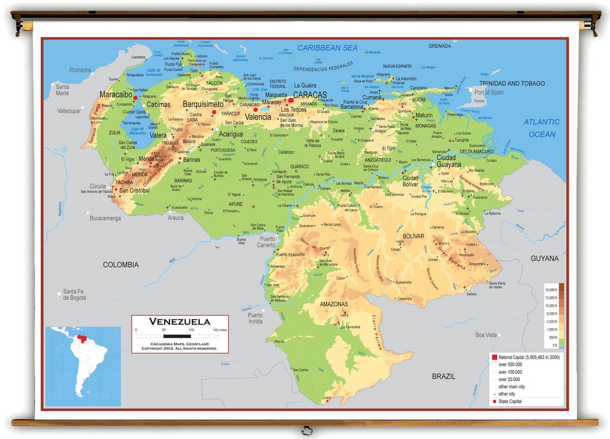 Karte von venezuela elevation