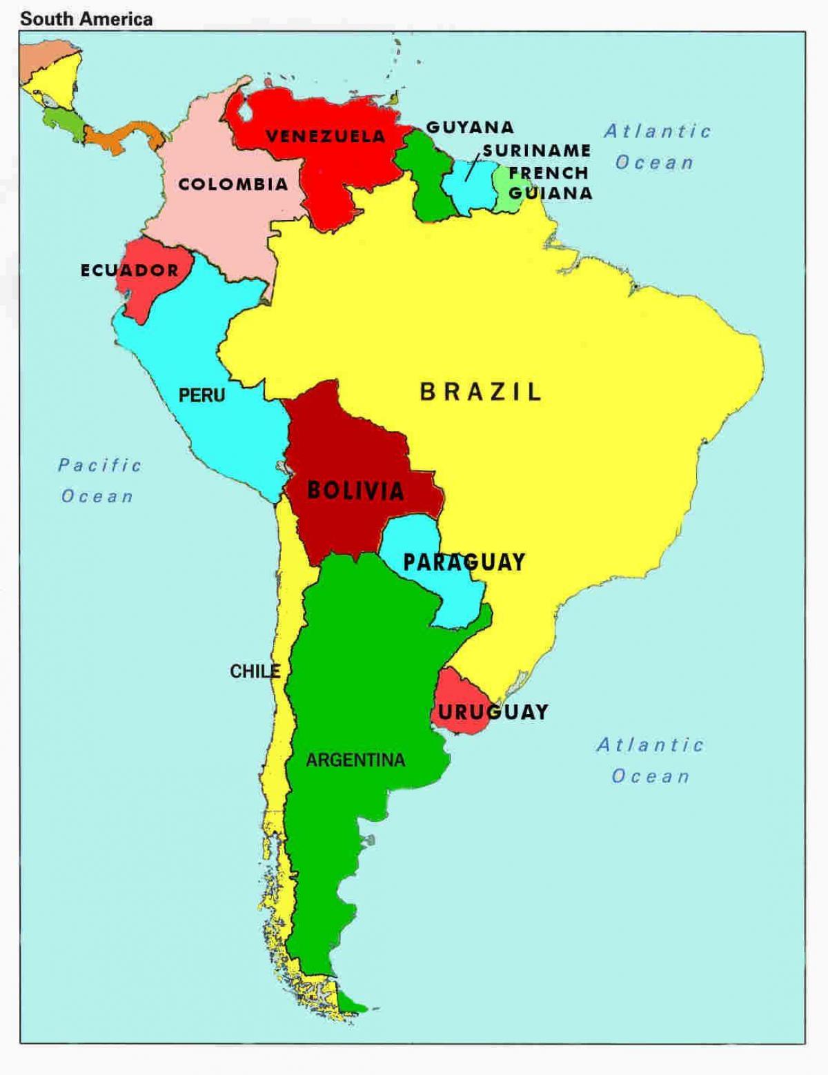 Karte von venezuela und den umliegenden Ländern