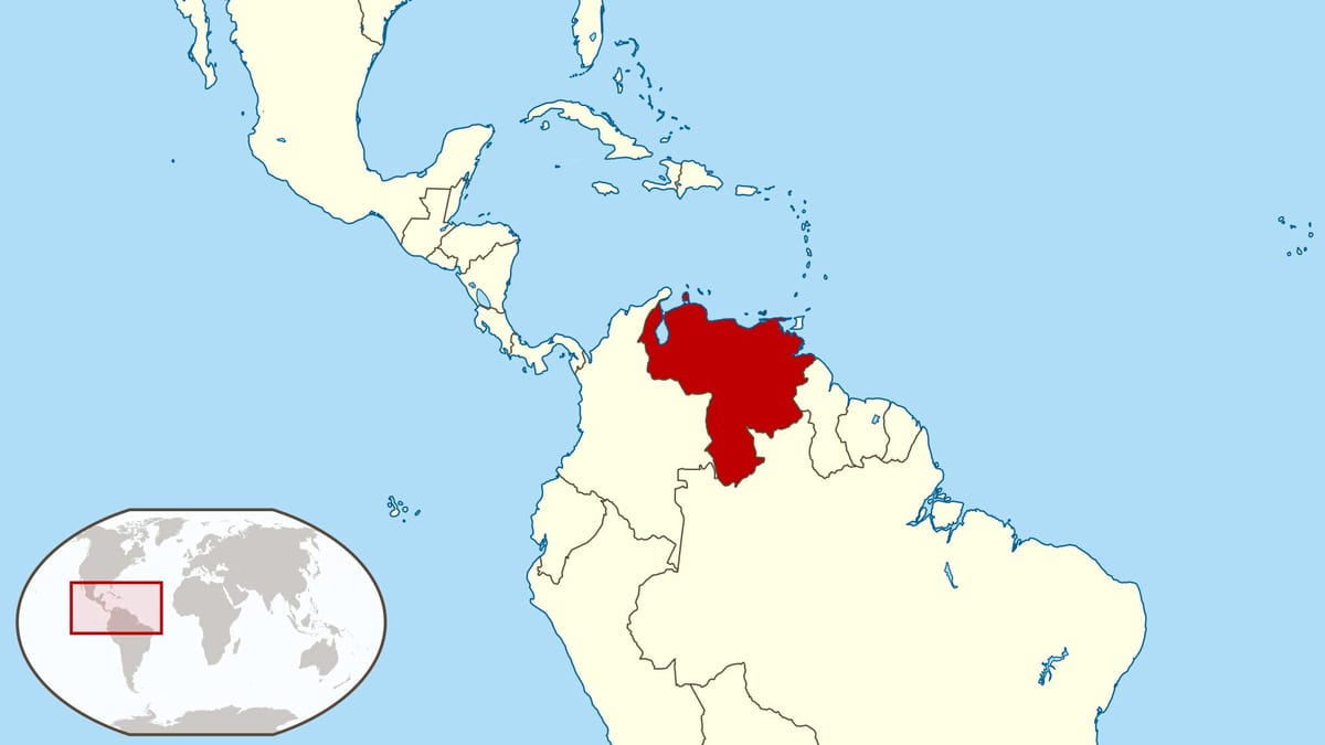 venezuela auf der Karte von Südamerika
