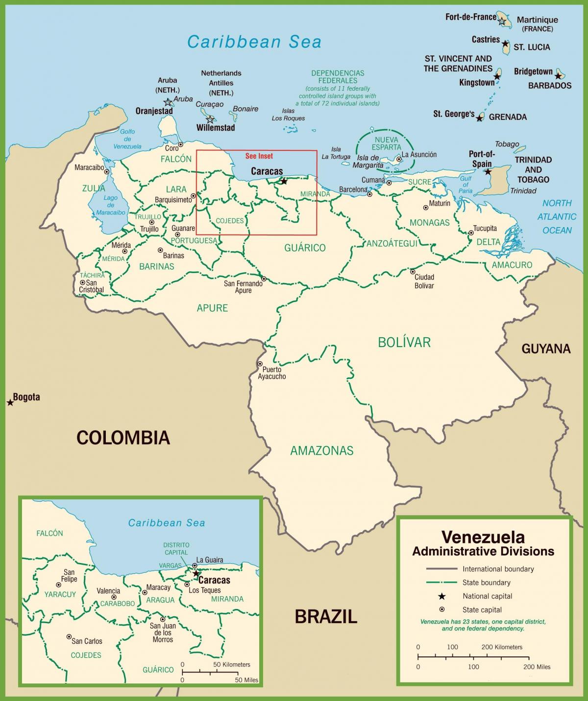 Venezuela politische Karte - politische Karte von venezuela (South