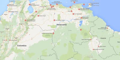 Karte von venezuela Flughäfen
